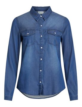 VILA Blusa 'VIBista' azul denim