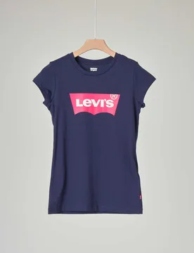 T-shirt blu a maniche corte con batwing Levi's rosa stampato 10-16 anni - Levis - FashionsVida