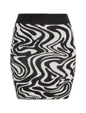Swirly Falda negro / blanco lana