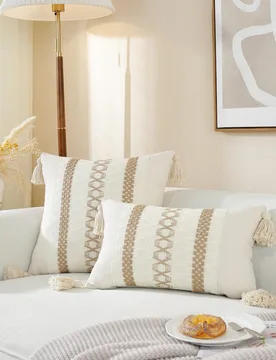 Pieza Funda de almohada decorativa con flecos, estilo de vacaciones - Shein - FashionsVida