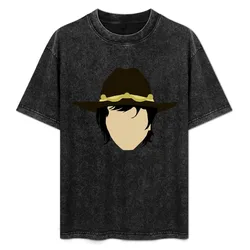 Carl Grimes / Flat Design T-Shirt Basic Crew Neck Short Sleeve Top