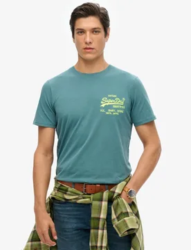Superdry Herren Neonfarbenes T-shirt mit Vintage-logo Blau - Größe: S - 44.99 - FashionsVida