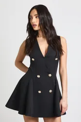 Womens Fit & Flare Tailored Blazer Dress - Black - Size 14 Uk