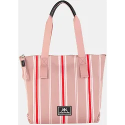 Bolso tote mediano de algodón con diseño de rayas y doble asa ergonómica
