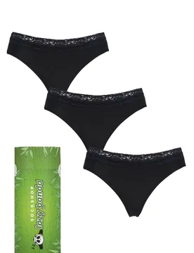 Women's 3 Pair SOCKSHOP Bamboo Briefs Black UK 18 - Black - Size: UK 18 - Lazy Panda - FashionsVida