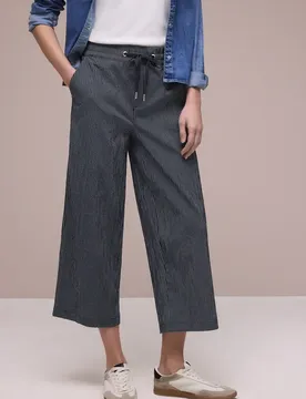 Wide Leg Hose im Loose Fit mit Streifen female Blau