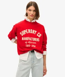 Superdry Damen Lässiger Workwear-pullover mit Stickerei und Rundhalsausschnitt Rot - Größe: 40
