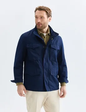 Field jacket ligera de hombre con mezcla de algodón - lino - Emidio Tucci - FashionsVida