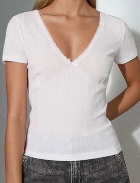 Sinsay - Maglia a costine - panna