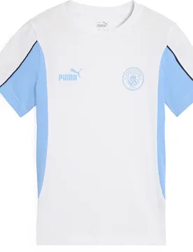 T-shirt à Manches Courtes Manchester City Fc Football Archive White / Team Light Blue L - Puma - FashionsVida