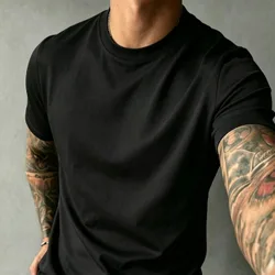 Regalo del Día del Padre Camiseta de cuello redondo de manga corta de unicolor cómoda y casual, versátil para el verano