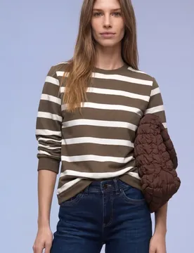 Gestreiftes Sweatshirt female Braun