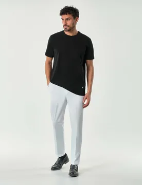 Pantaloni chino Pellizzari slim bianchi in tessuto tecnico stretch con elastico inserito sul retro - Rodolfo Pellizzari - FashionsVida