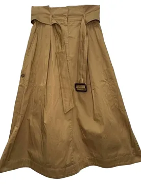 Women's Preloved Weekend Brusson Midi Skirt in Brown Cotton Size: 34 - Brown - Size: 34 - Max Mara - FashionsVida