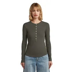 Maglietta A Maniche Lunghe Henley Asfalt S