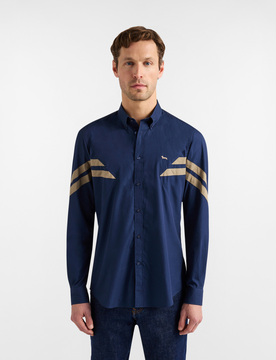 Harmont&blaine camicia con fasce a contrasto uomo blu scuro