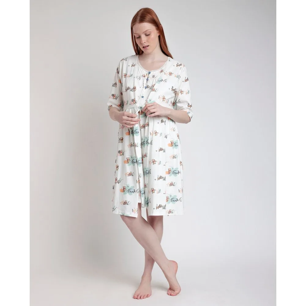 Pijama premamá de manga francesa de punto de algodón - Disney - FashionsVida