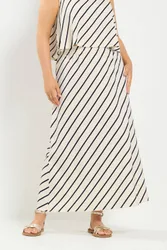 Women's Stripe Maxi Skirt in Cream Size: 14 - Cream - Size: 14