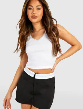 Womens Contrast Waist Skort - Black - Size 6 Uk - Boohoo - FashionsVida