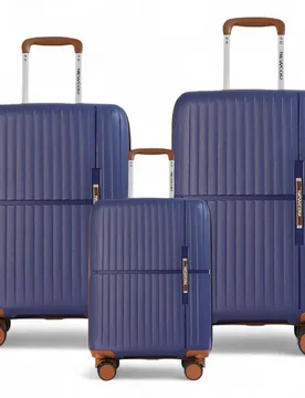 Hard Shell Strong Suitcase 8 Wheel Cabin Luggage Holiday Travel Case - Blue - Size: M - Infinity Leather - FashionsVida
