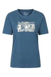 Printed Womens Sea Lino Relaxed Fit T-Shirt - Navy - Navy - Size: 14