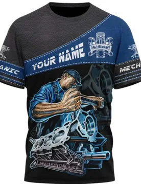 Men's Vintage Mechanic T-shirt Summer Clothing Personalized Name 3d Print repairman Street Casual Sports Oversized Harajuku Tops - Aliexpress - FashionsVida