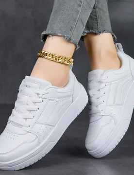 Zapatos deportivos/zapatillas para mujer de otoño/invierno con bloque de color, cordones, puntera redonda cómoda, aumento de altura luminoso, antide - Shein - FashionsVida