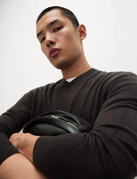 Cashmilon™ V-Neck Jumper Black male - M&S - FashionsVida