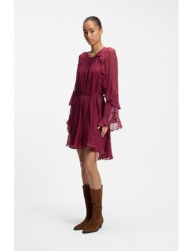 Para mujer. 50564696 Vestido Dredia (34), Casual, Viscosa, Manga larga, Burdeos