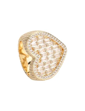 Free Shipping Item New Solid Heart Ring 14K Gold Plated Brass Women's Ring Valentine's Day Gift - Aliexpress - FashionsVida