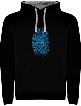 Swimmer Fingerprint Two-colour Hoodie Black / Grey 2XL Men - Kruskis - FashionsVida