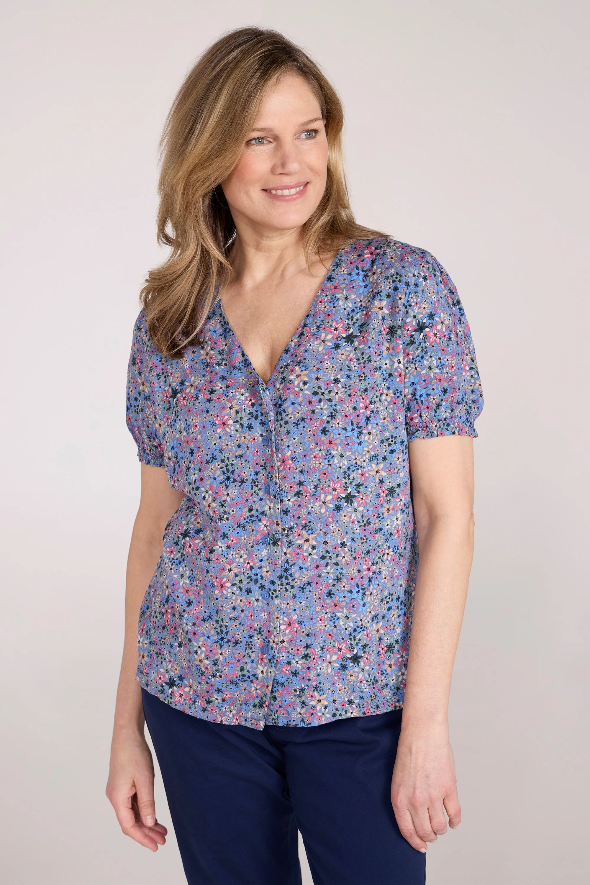Cannes Womens Button-Through V-Neck Top - Green - Green - Size: 16 - Mountain Warehouse - FashionsVida