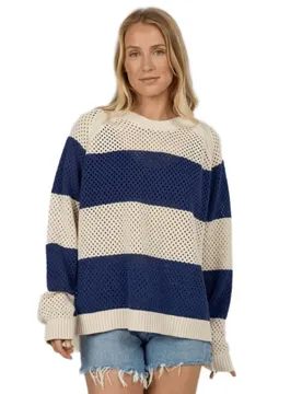 Pull Signal Crew Bright Navy L