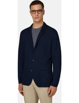 Chaqueta de botonadura simple de punto de algodón mercerizado - Boggi Milano - FashionsVida