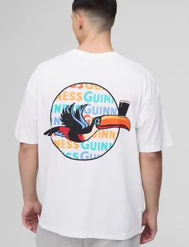 Herren Oversized Guinness Toucan Lizenz-Print T-Shirt White Größe XS - boohooMAN - FashionsVida