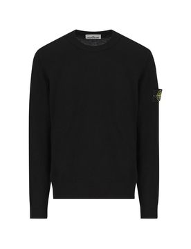 Wool Sweater with Ribbed Collar, Cuffs & Hem