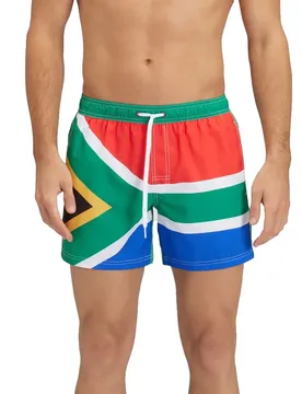 Short De Bain Elasticated Waistband Recycled Polyester Repreve South Africa Flag Green L