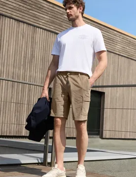 Street One Jogg Cargo Shorts aus Cord im Regular Fit male Beige - Street One MEN - FashionsVida