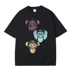 Funny Monkey Graphic T-shirts Men Women Casual Vintage Oversized Short Sleeve T Shirt Male Casual 100% Cotton T-shirt Streetwear