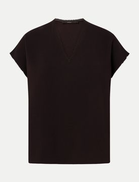 Crêpe-Blusen-Top Schwarz 40