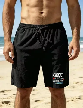 The New Model of Men's Shorts by Audi Features a Cotton and Linen Blend Fabric, with an Elastic Waistband for Added Comfort - Aliexpress - FashionsVida