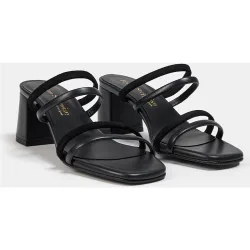 Sandalias de tacón de mujer de piel con hebilla ajustable