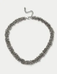 Beaded Cluster Necklace Silver female