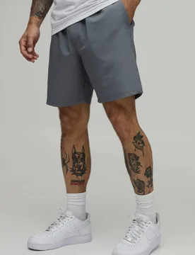 Herren Schmal Geschnittene Tech-Shorts Mit Elastischem Bund Grey Größe XS - boohooMAN - FashionsVida