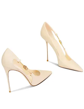 New Arrival Spring White Genuine Leather Women High Heels Pointed Toe Thin Heel Party Dress Pumps - Aliexpress - FashionsVida