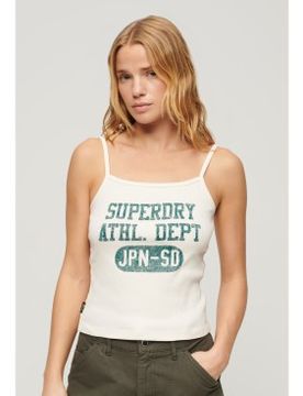 Para mujer. W6011883A Camiseta canalé Athletic College roto (L/XL), Casual, Sin mangas / Tirantes, Algodón Orgánico, Sosteni