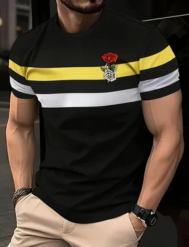 Fashion Skull Rose Graphic 3D Printed T Shirt For Men Stripe Tees Summer Casual Breathale Quick Dry Short Sleeve Tops Streetwear - Aliexpress - FashionsVida