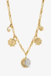 Two Tone Celestial Charm Necklace - Metallics - Size: One Size