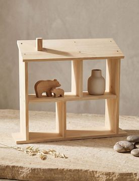Mensola da parete in legno a forma di casetta - beige