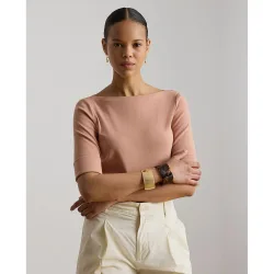 Camiseta de mujer de algodón con cuello barco